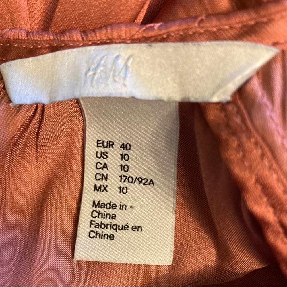 H&M Rust Ruffle Mini Dress SIZE 10 - Picture 8 of 11
